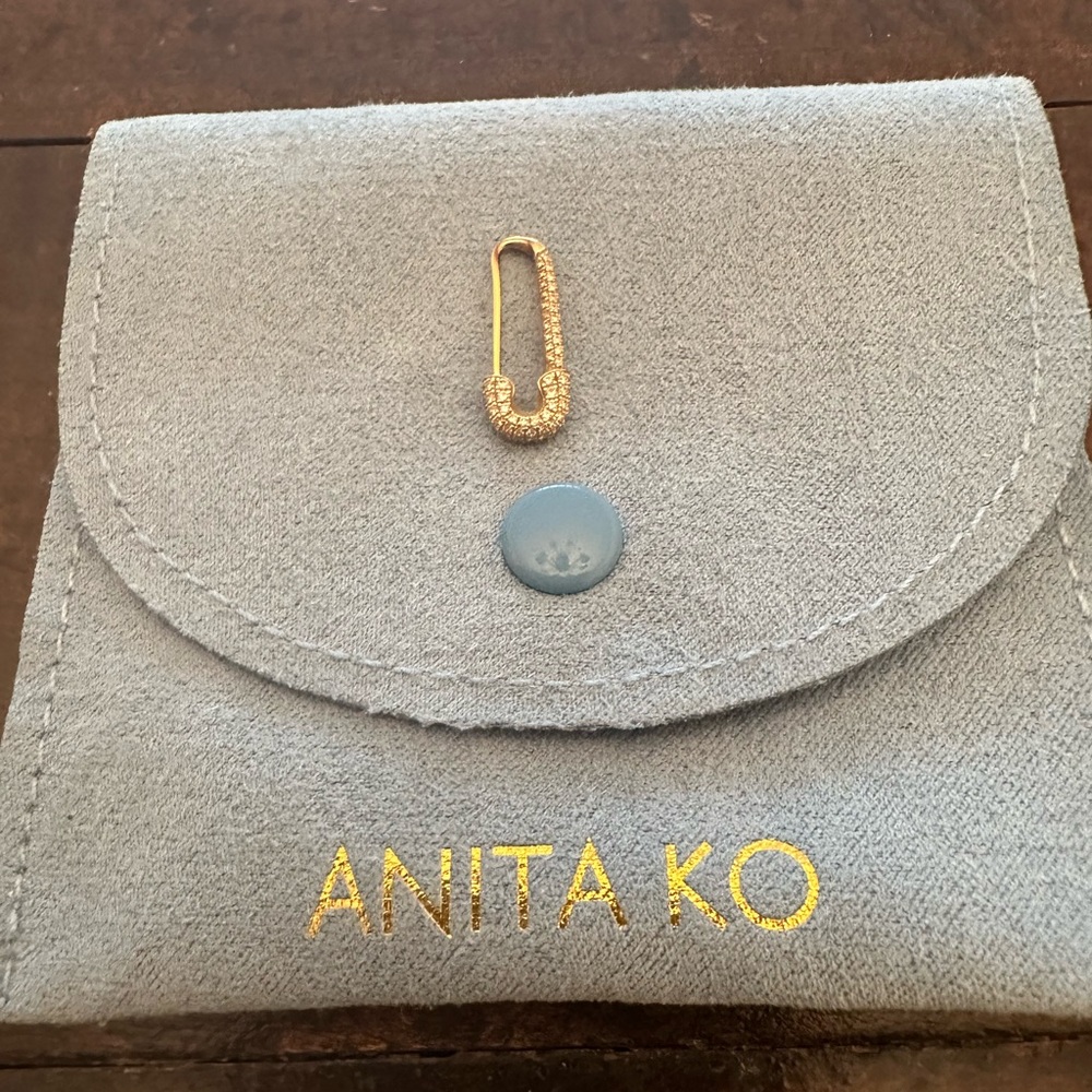 Anita Ko 18K Yellow Gold Left Mini Diamond Safety Pin Earring